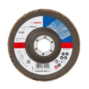Disc lamelar pentru metal, Bosch 2608603659, 125 x 22.23 mm, granulatie 120