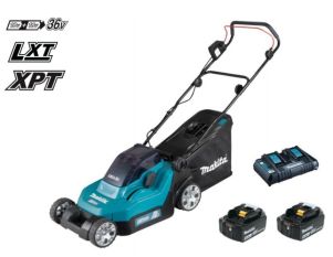 Makita DLM382PM2 - Masina de tuns gazonul + 2 acumulatori 18V LXT/4 Ah + incarcator dublu, 38 cm, mulcire