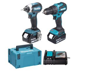 Makita DLX2537TJ- Set scule DHP490Z + DTD153Z, 2X5Ah, incarcator, valiza Makpac