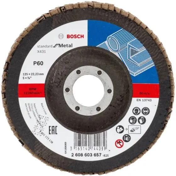 Disc degrosare metal, lamelar, granulatie 60, 125x22.23mm, Bosch 2