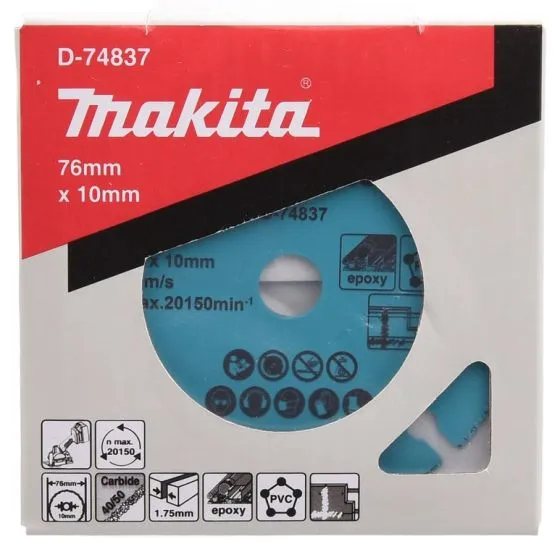 Disc cu carburi debitare multimaterial, 76x1.75x10mm, Makita D-74837