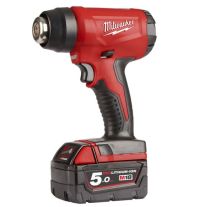 Suflanta cu aer cald Milwaukee M18BHG-502C, cu 2 acumulatori Li-Ion 18 V/5.0 Ah, 470 grade C, 170 l/min