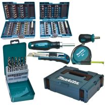Makita B-49725 Set de 96 de accesorii pentru gaurire si insurubare + ruleta + cutter + adaptoare biti + surubelnite suport biti