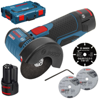 BOSCH GWS 12V-76
Polizor unghiular brushless, cu 2 acumulatori Li-Ion, 3Ah + L-BOXX