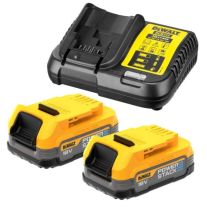 Set incarcator cu 2 acumulatori Dewalt DCB1102E2, Li-Ion 18 V XR/2.0 Ah