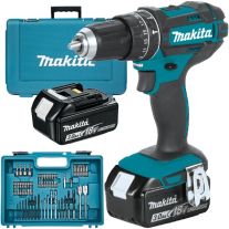 Makita DHP482RFX1 - Masina de gaurit si insurubat cu percutie + 2x3Ah 18V LXT + incarcator + valiza + set accesorii