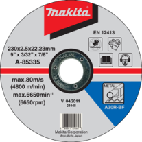 Disc abraziv pentru taiere metal MAKITA A-85335, 230 mm