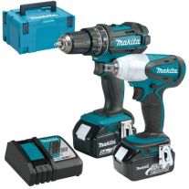Makita DLX2133J Set 2 masini DHP482, DTW251, 2x18V/3.0Ah, incarcator, Makpac