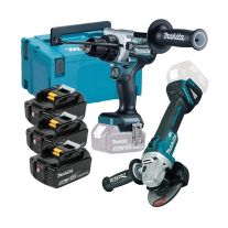 Makita DLX2434TJ - Set scule 18V LXT: DHP486Z + DGA506Z + 3x5Ah + incarcator + Makpac 3