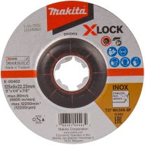 Disc abraziv degrosare inox, 125x6x22.23mm, Makita E-00402 X-Lock