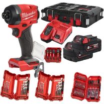 Milwaukee M18 FID3100P-502P Masina de insurubat cu impact 18V, FUEL™, 226 Nm cu 2 x acumulatori 18V/5Ah + incarcator + 4 seturi accesorii + cutie Packout