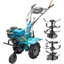 Motocultor DKD 1010D, motor 16 CP benzina, 2+1 viteze, latime lucru 80-110 cm, freze, roti cauciuc 5.00x12"